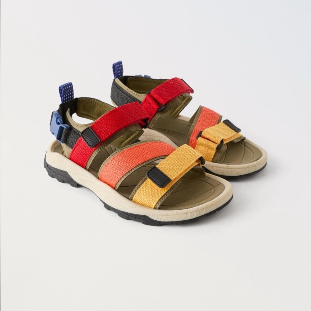 Zara kids, multicolored strap sandals, size 12 (7.2 inches)